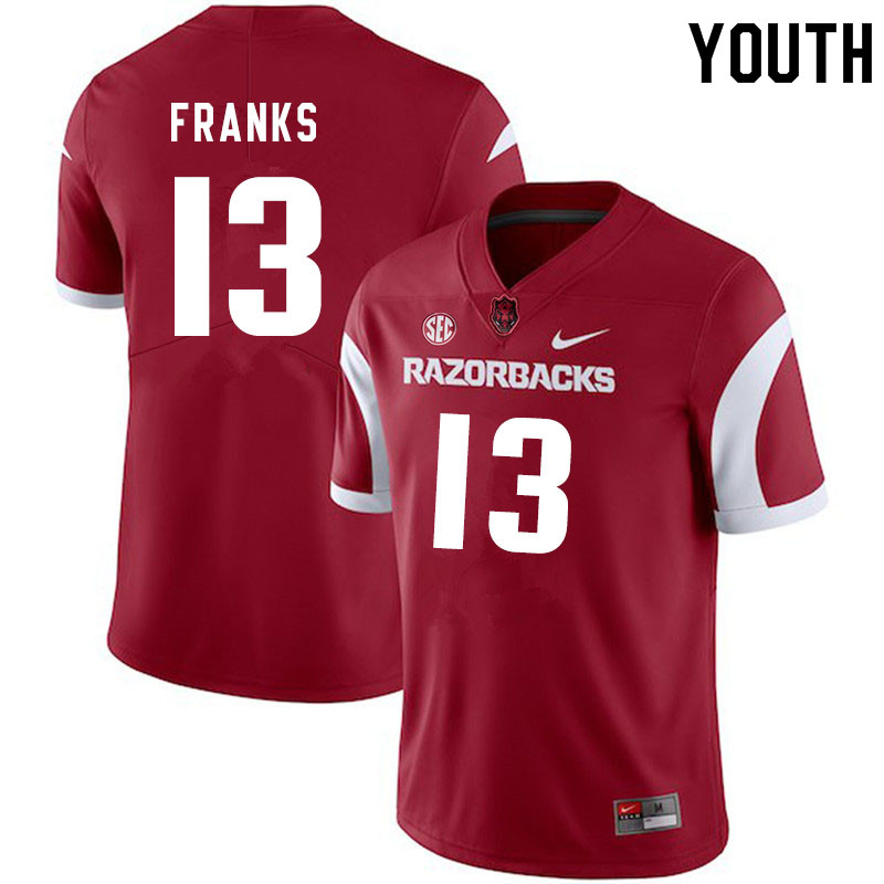 Youth #13 Feleipe Franks Arkansas Razorbacks College Football Jerseys Sale-Cardinal